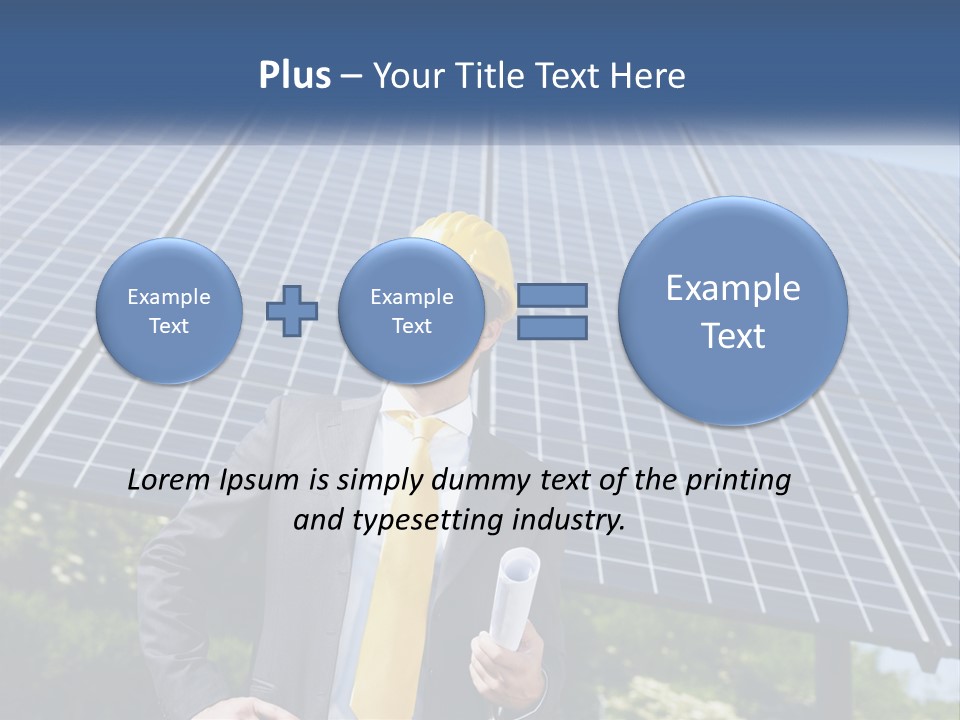 A Man Wearing A Hard Hat Standing In Front Of A Solar Panel PowerPoint Template