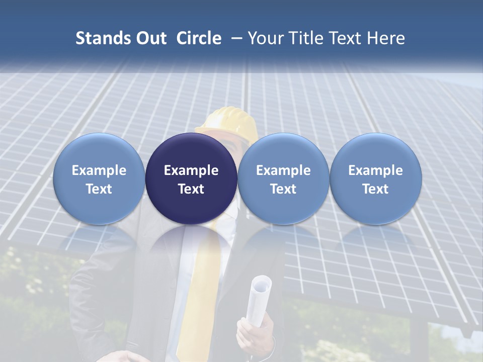 A Man Wearing A Hard Hat Standing In Front Of A Solar Panel PowerPoint Template
