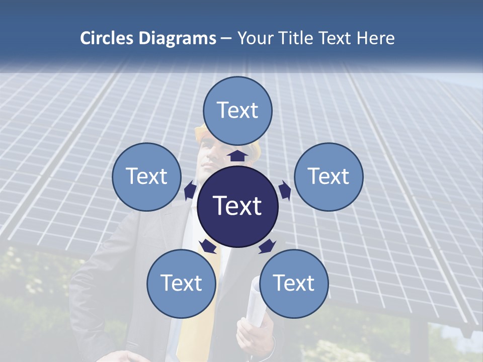 A Man Wearing A Hard Hat Standing In Front Of A Solar Panel PowerPoint Template