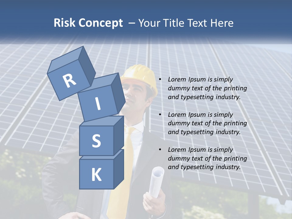 A Man Wearing A Hard Hat Standing In Front Of A Solar Panel PowerPoint Template