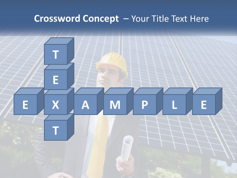 A Man Wearing A Hard Hat Standing In Front Of A Solar Panel PowerPoint Template