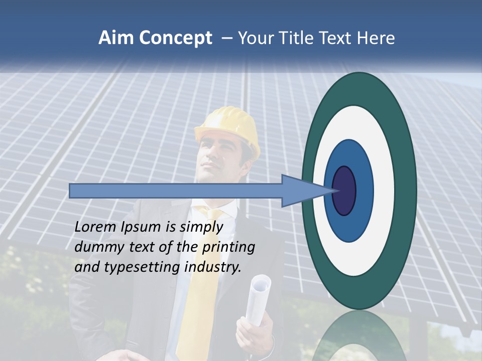 A Man Wearing A Hard Hat Standing In Front Of A Solar Panel PowerPoint Template