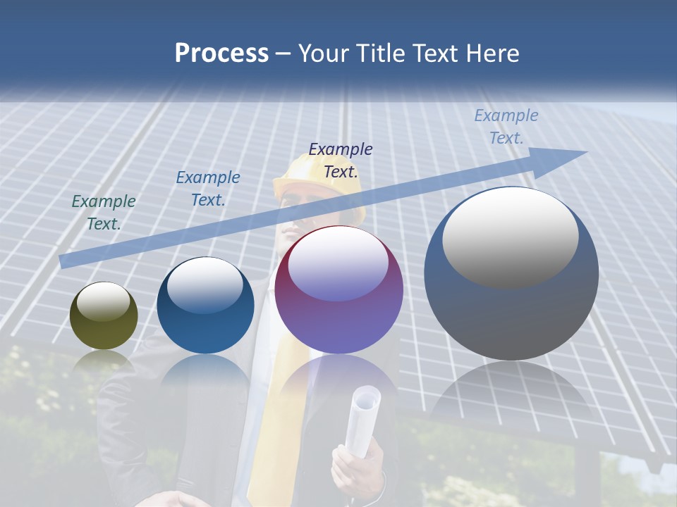 A Man Wearing A Hard Hat Standing In Front Of A Solar Panel PowerPoint Template