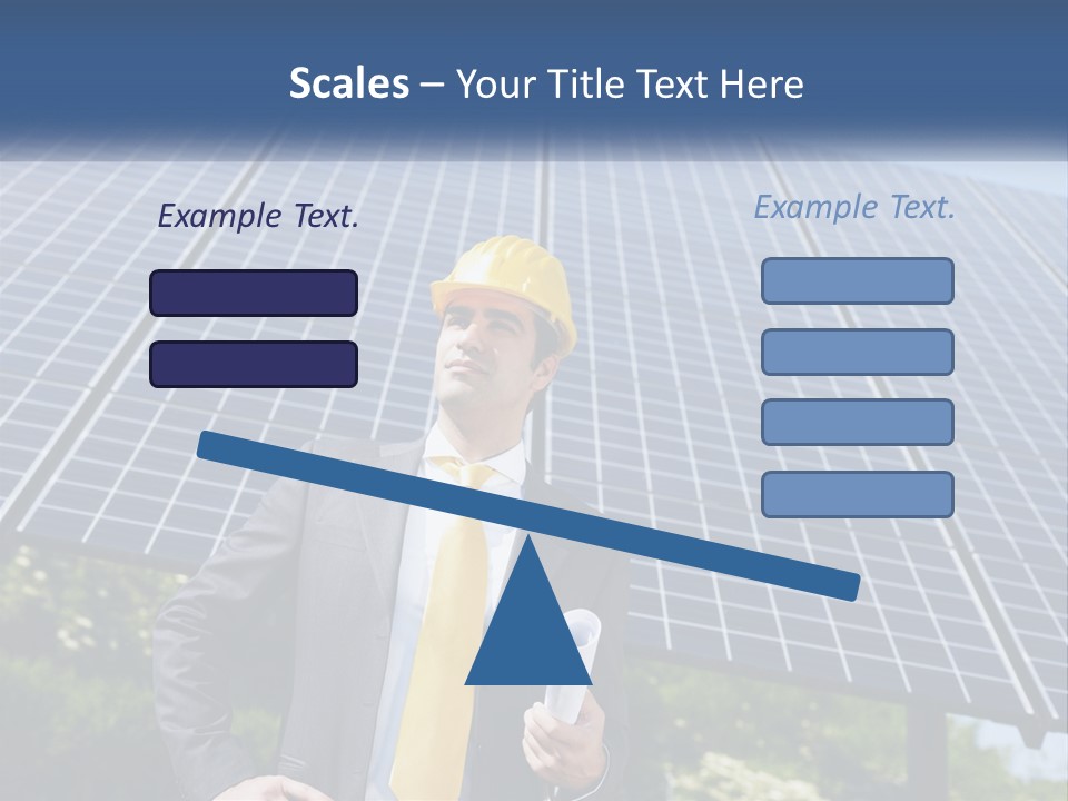 A Man Wearing A Hard Hat Standing In Front Of A Solar Panel PowerPoint Template