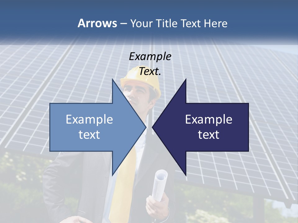A Man Wearing A Hard Hat Standing In Front Of A Solar Panel PowerPoint Template