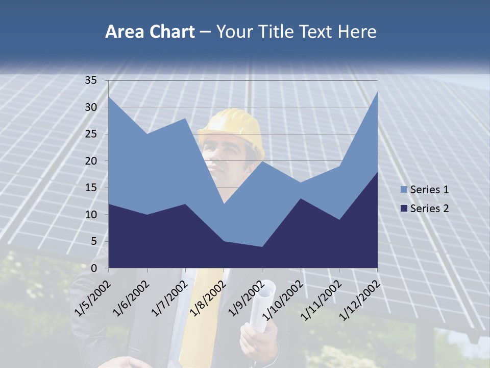 A Man Wearing A Hard Hat Standing In Front Of A Solar Panel PowerPoint Template
