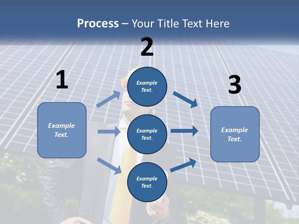 A Man Wearing A Hard Hat Standing In Front Of A Solar Panel PowerPoint Template