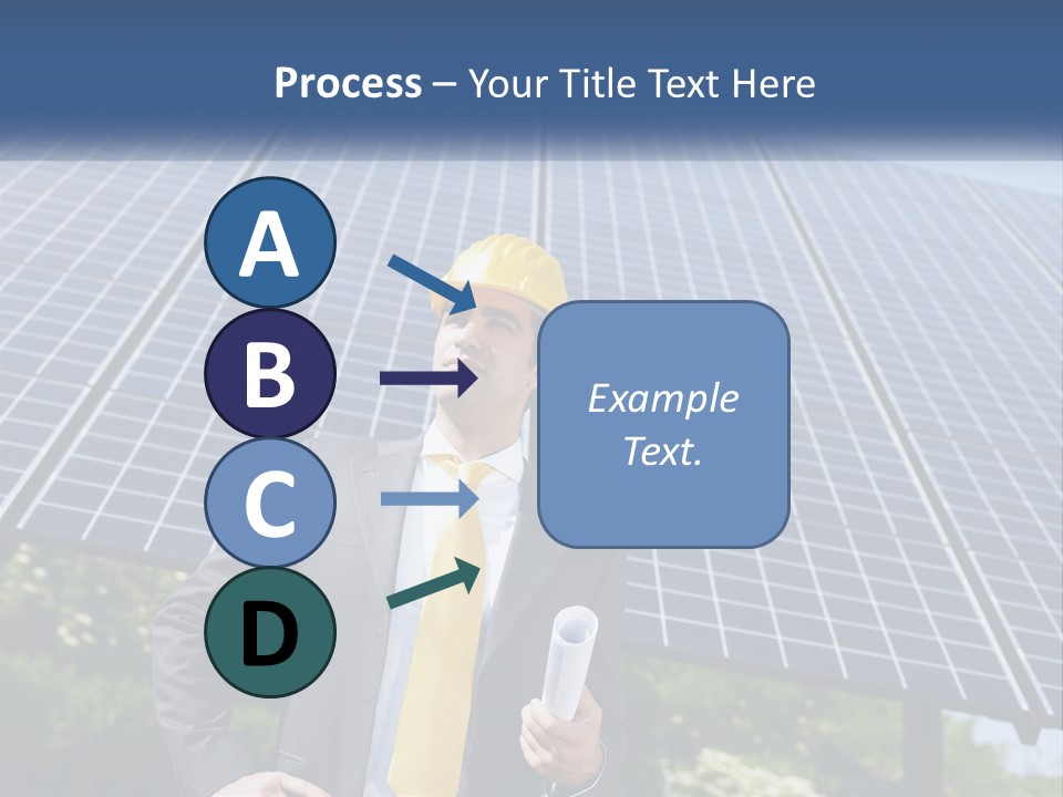 A Man Wearing A Hard Hat Standing In Front Of A Solar Panel PowerPoint Template