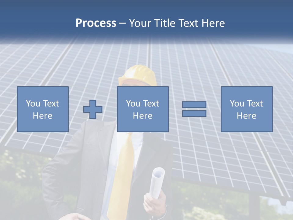 A Man Wearing A Hard Hat Standing In Front Of A Solar Panel PowerPoint Template