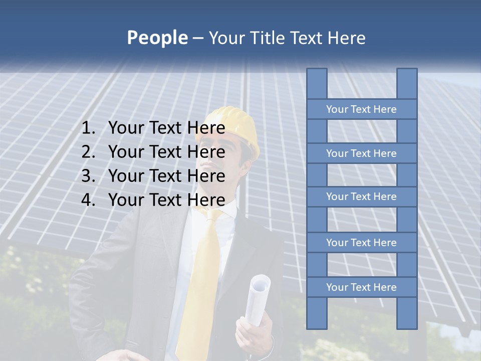 A Man Wearing A Hard Hat Standing In Front Of A Solar Panel PowerPoint Template