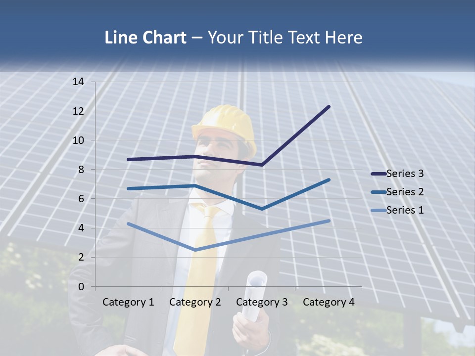 A Man Wearing A Hard Hat Standing In Front Of A Solar Panel PowerPoint Template