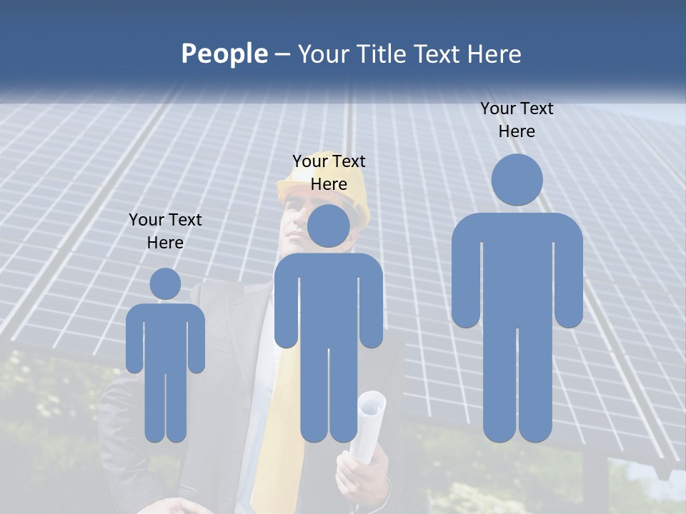 A Man Wearing A Hard Hat Standing In Front Of A Solar Panel PowerPoint Template