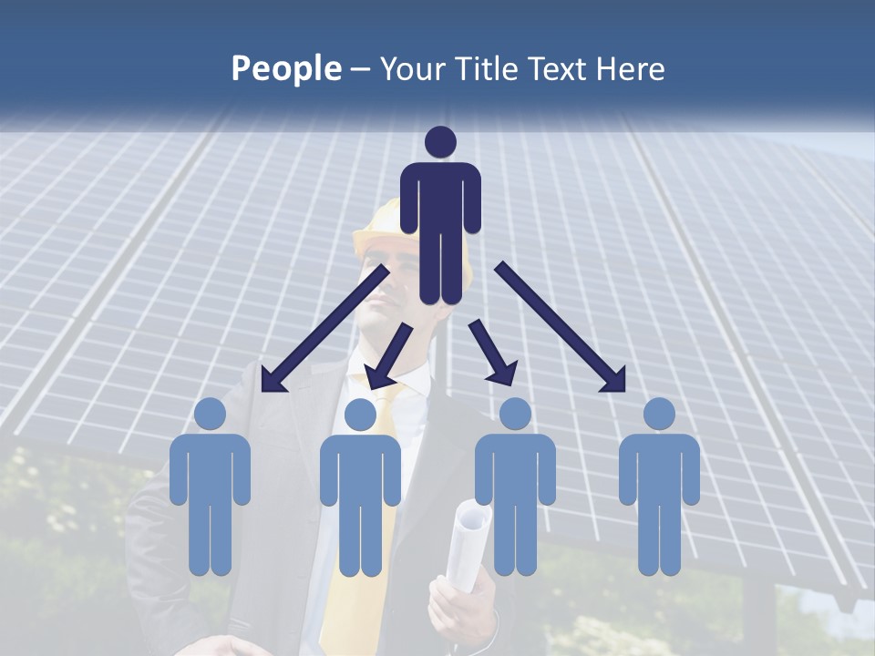 A Man Wearing A Hard Hat Standing In Front Of A Solar Panel PowerPoint Template