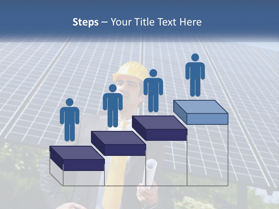 A Man Wearing A Hard Hat Standing In Front Of A Solar Panel PowerPoint Template