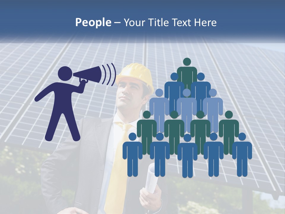 A Man Wearing A Hard Hat Standing In Front Of A Solar Panel PowerPoint Template