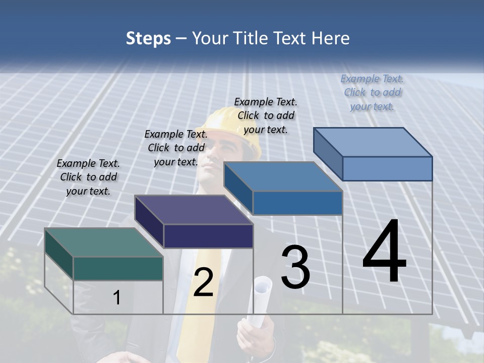 A Man Wearing A Hard Hat Standing In Front Of A Solar Panel PowerPoint Template