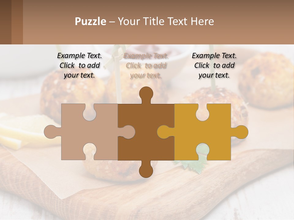 A Wooden Board Topped With Meatballs And Dipping Sauce PowerPoint Template