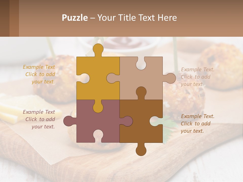 A Wooden Board Topped With Meatballs And Dipping Sauce PowerPoint Template