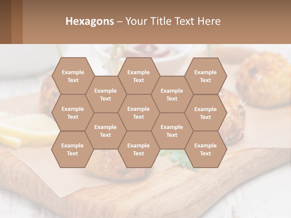 A Wooden Board Topped With Meatballs And Dipping Sauce PowerPoint Template