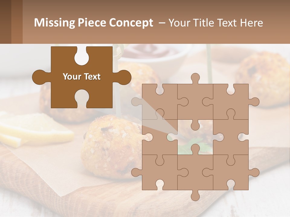 A Wooden Board Topped With Meatballs And Dipping Sauce PowerPoint Template