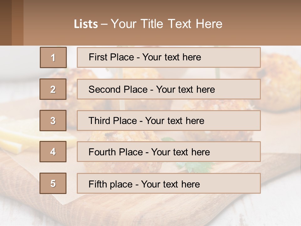 A Wooden Board Topped With Meatballs And Dipping Sauce PowerPoint Template