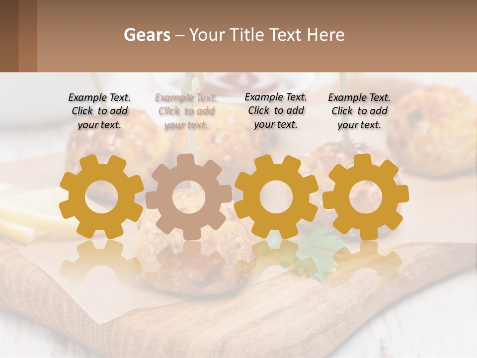 A Wooden Board Topped With Meatballs And Dipping Sauce PowerPoint Template