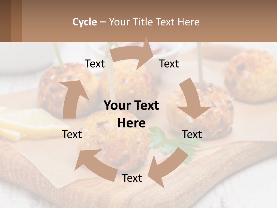 A Wooden Board Topped With Meatballs And Dipping Sauce PowerPoint Template