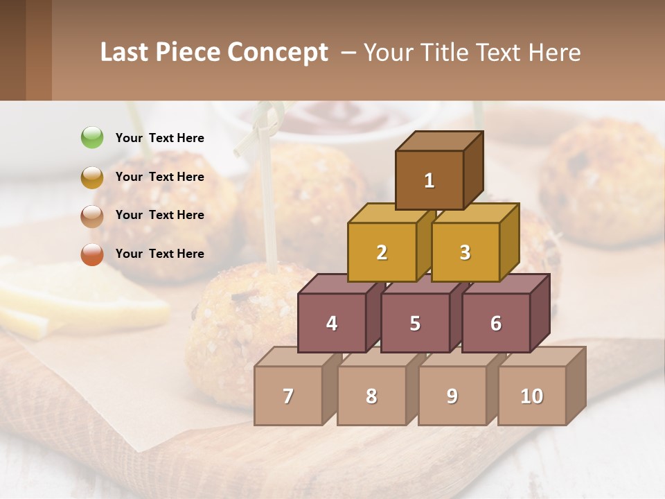 A Wooden Board Topped With Meatballs And Dipping Sauce PowerPoint Template