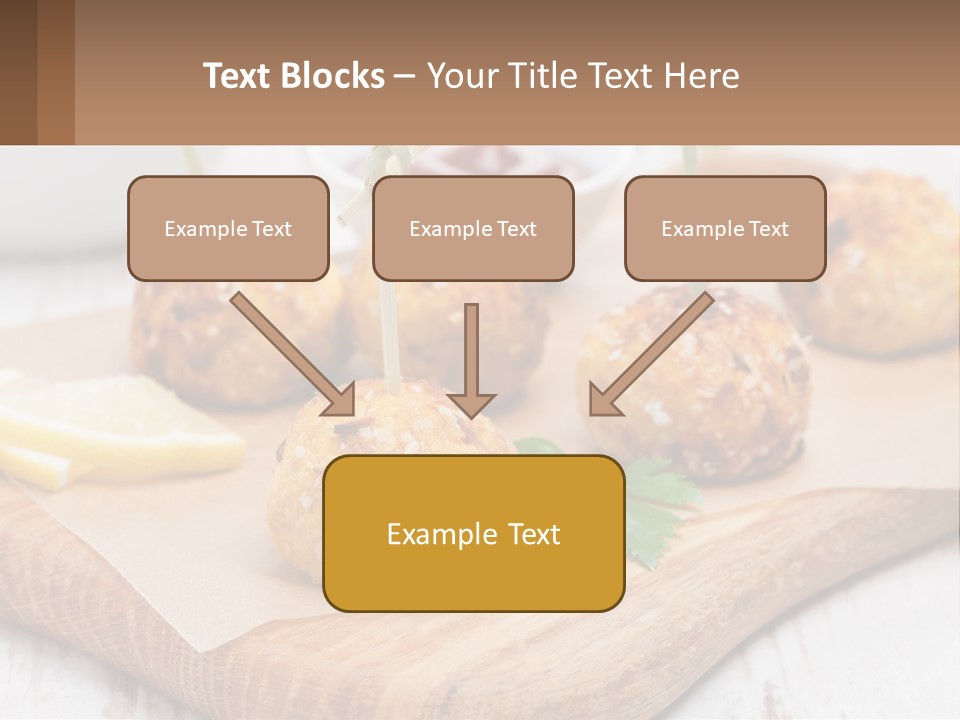 A Wooden Board Topped With Meatballs And Dipping Sauce PowerPoint Template