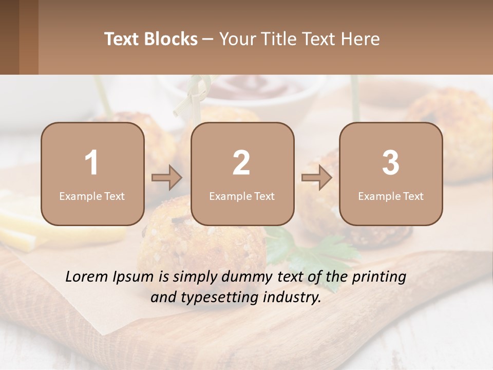 A Wooden Board Topped With Meatballs And Dipping Sauce PowerPoint Template
