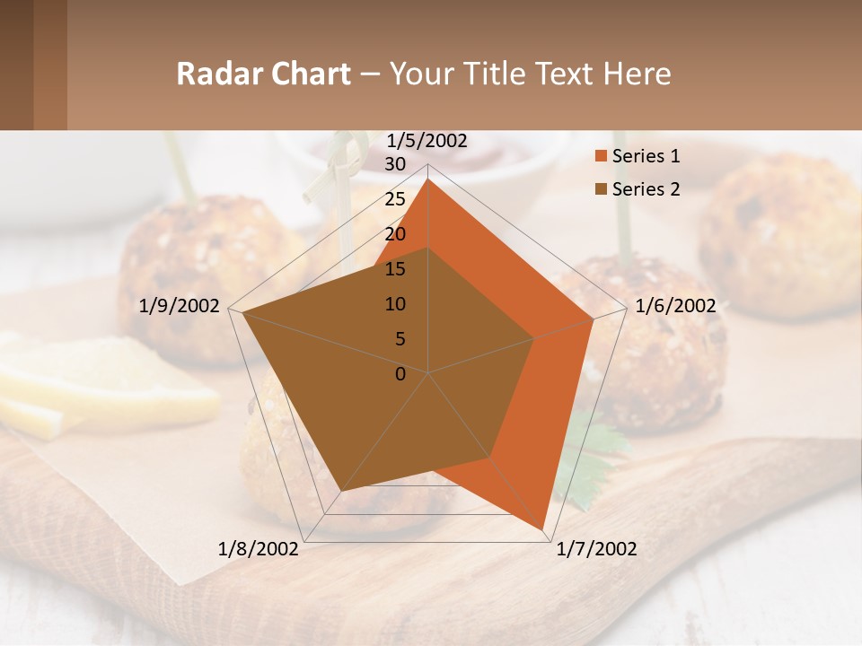 A Wooden Board Topped With Meatballs And Dipping Sauce PowerPoint Template