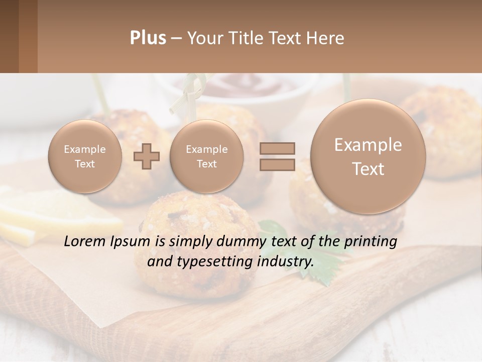 A Wooden Board Topped With Meatballs And Dipping Sauce PowerPoint Template