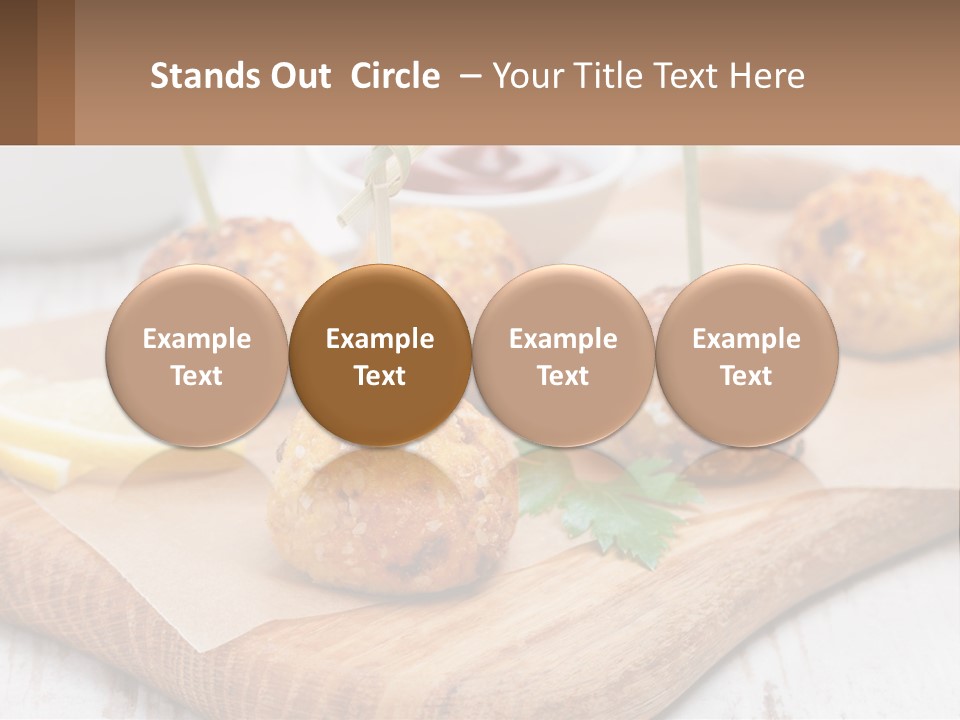 A Wooden Board Topped With Meatballs And Dipping Sauce PowerPoint Template