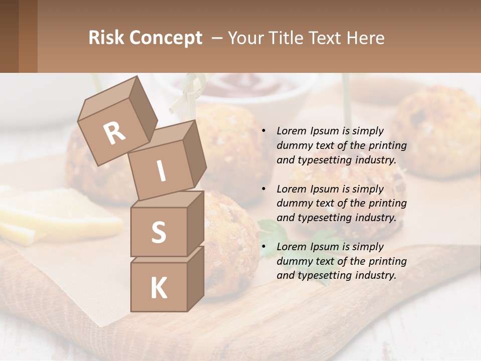A Wooden Board Topped With Meatballs And Dipping Sauce PowerPoint Template
