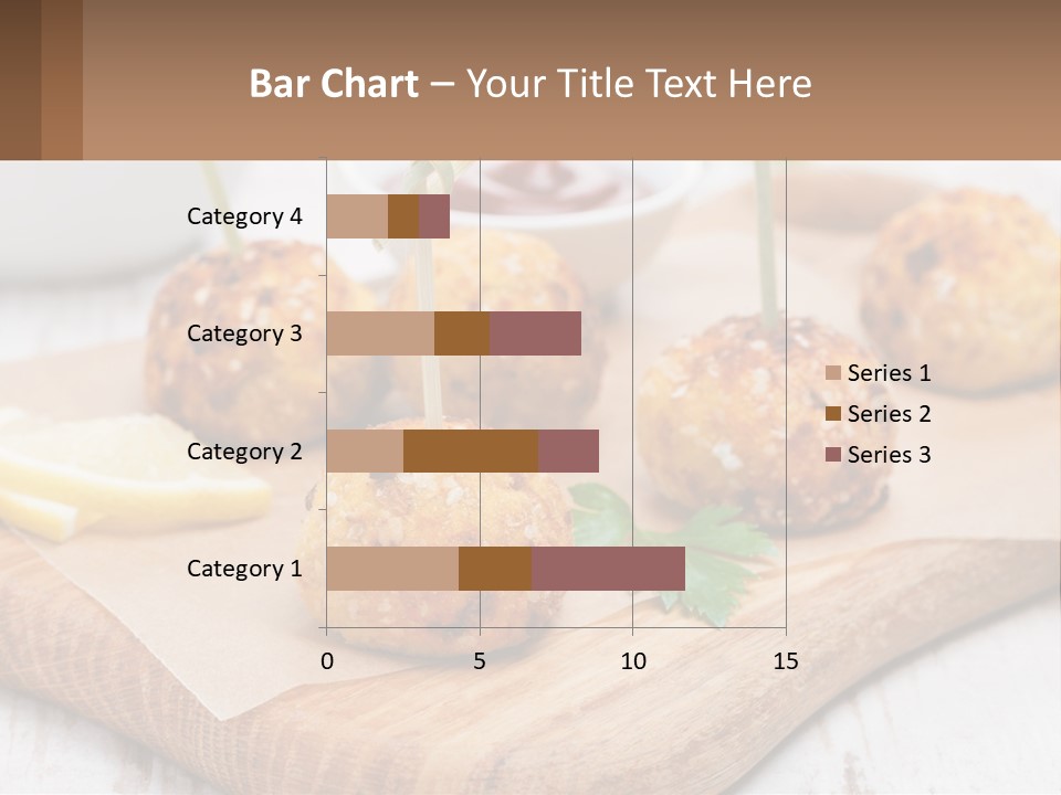 A Wooden Board Topped With Meatballs And Dipping Sauce PowerPoint Template