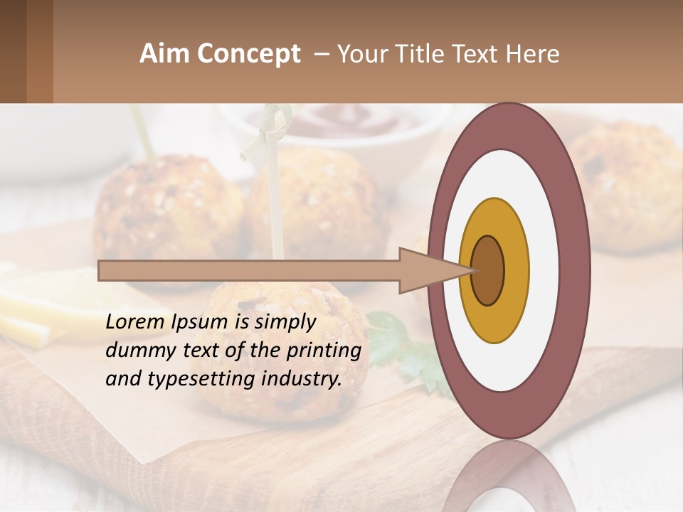 A Wooden Board Topped With Meatballs And Dipping Sauce PowerPoint Template