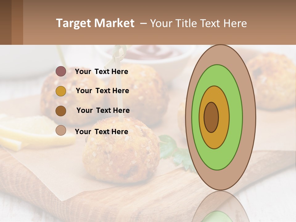 A Wooden Board Topped With Meatballs And Dipping Sauce PowerPoint Template
