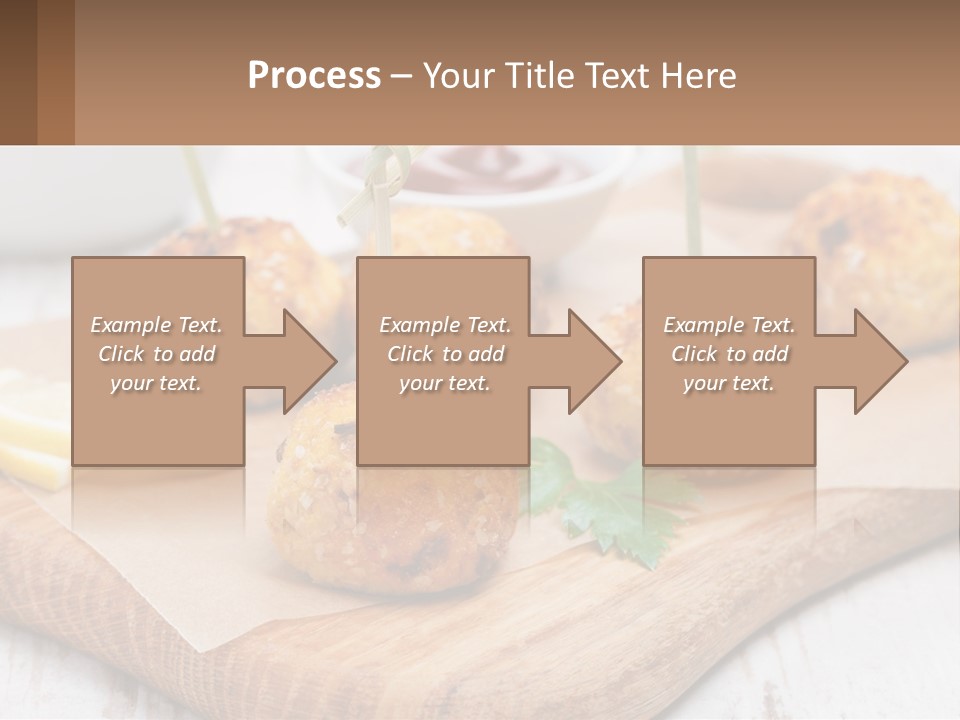 A Wooden Board Topped With Meatballs And Dipping Sauce PowerPoint Template