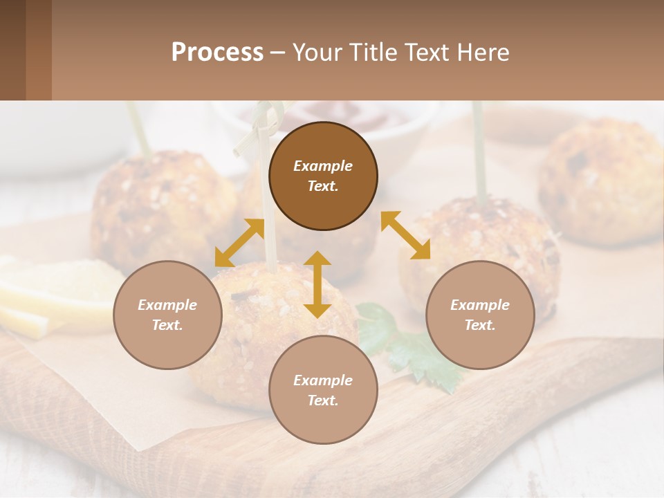 A Wooden Board Topped With Meatballs And Dipping Sauce PowerPoint Template