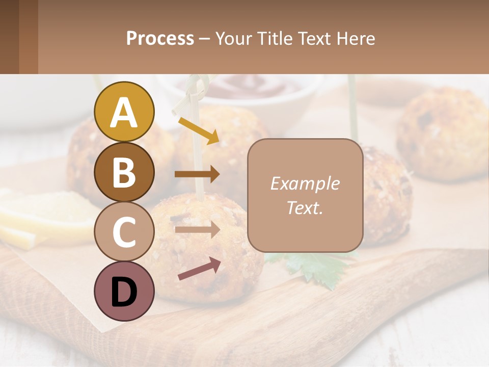 A Wooden Board Topped With Meatballs And Dipping Sauce PowerPoint Template