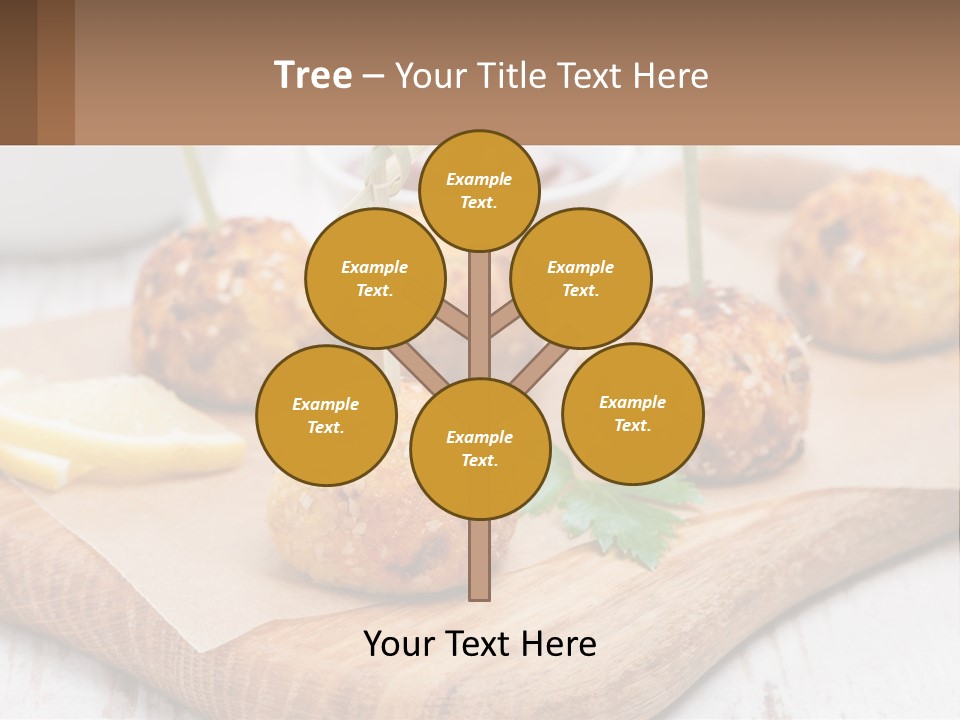 A Wooden Board Topped With Meatballs And Dipping Sauce PowerPoint Template
