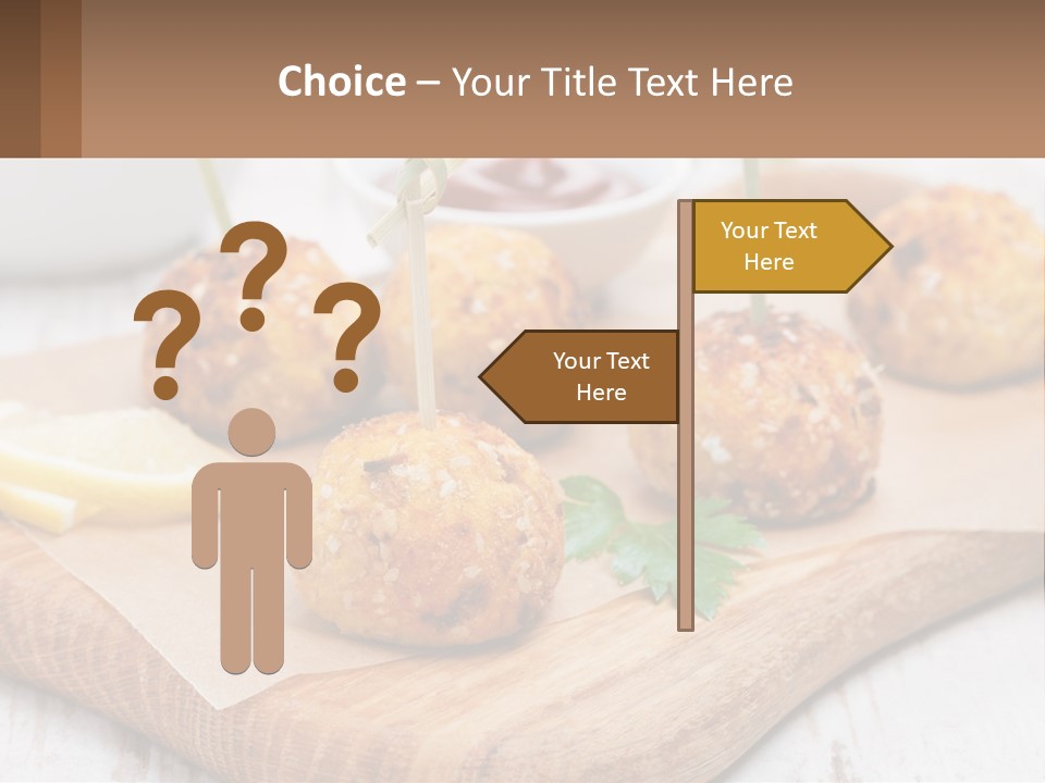 A Wooden Board Topped With Meatballs And Dipping Sauce PowerPoint Template