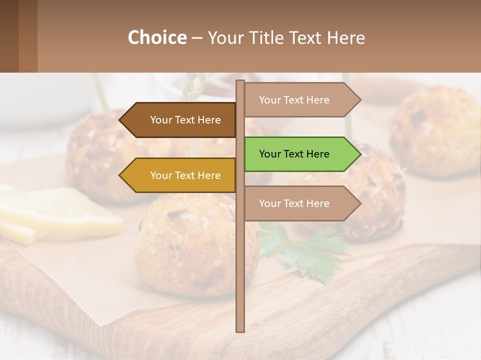 A Wooden Board Topped With Meatballs And Dipping Sauce PowerPoint Template