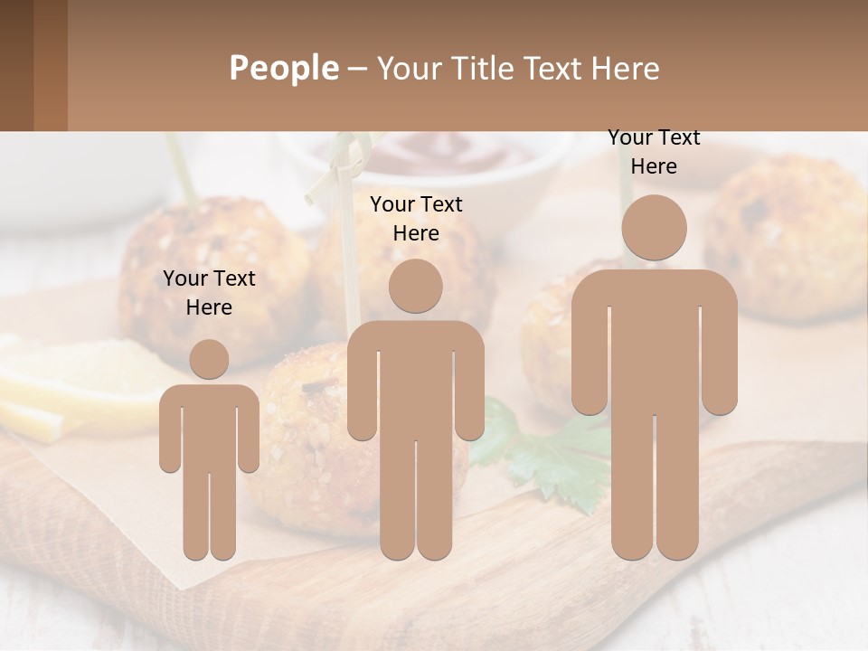 A Wooden Board Topped With Meatballs And Dipping Sauce PowerPoint Template