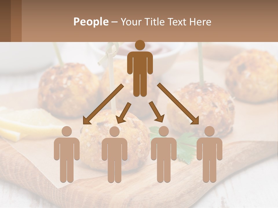 A Wooden Board Topped With Meatballs And Dipping Sauce PowerPoint Template