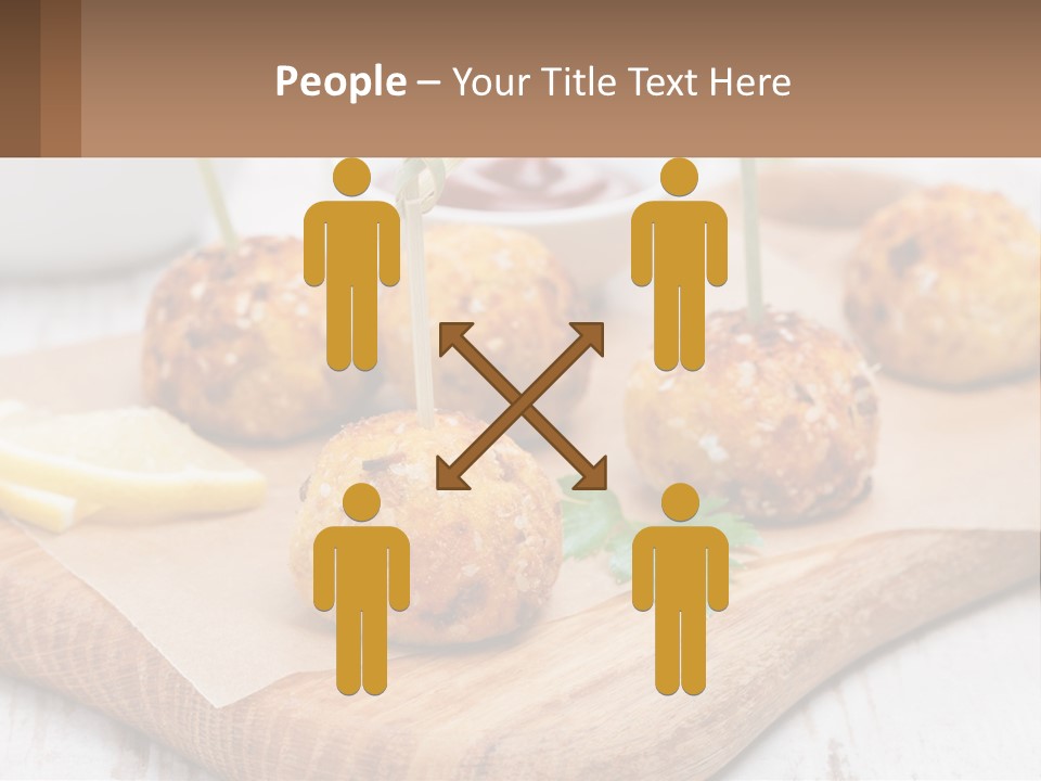 A Wooden Board Topped With Meatballs And Dipping Sauce PowerPoint Template