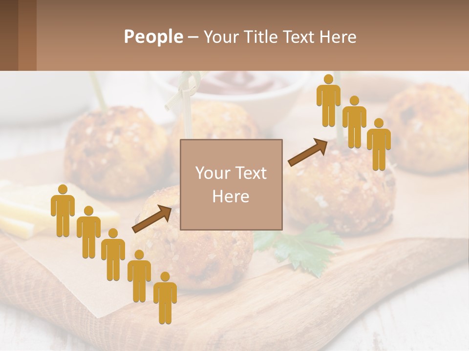 A Wooden Board Topped With Meatballs And Dipping Sauce PowerPoint Template
