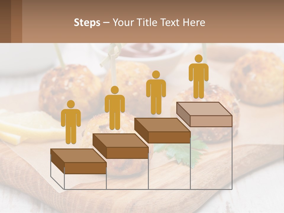 A Wooden Board Topped With Meatballs And Dipping Sauce PowerPoint Template