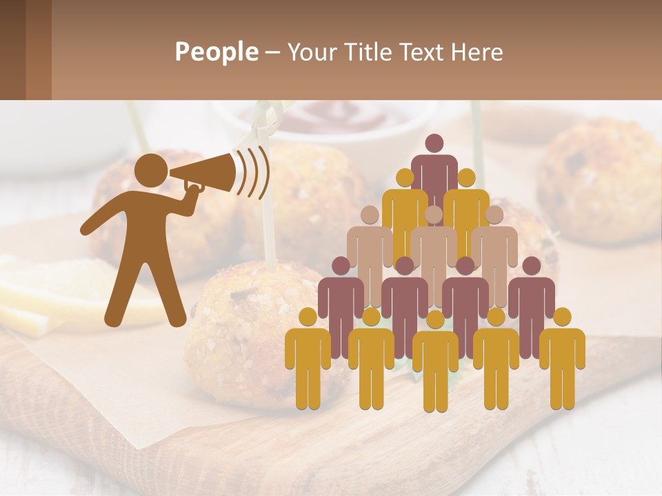 A Wooden Board Topped With Meatballs And Dipping Sauce PowerPoint Template