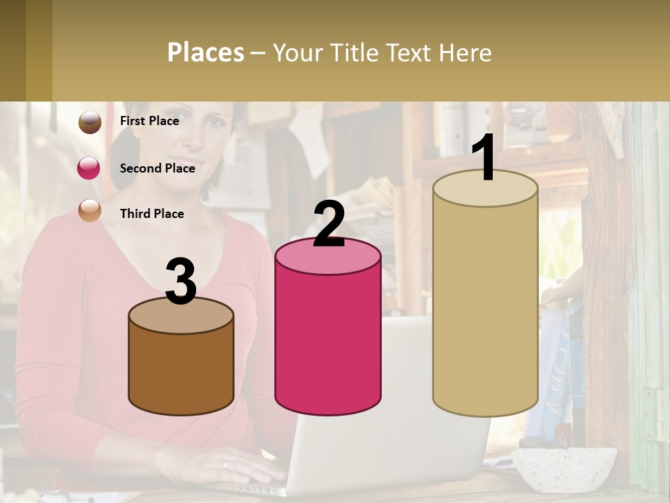 A Woman Sitting In Front Of A Laptop Computer PowerPoint Template